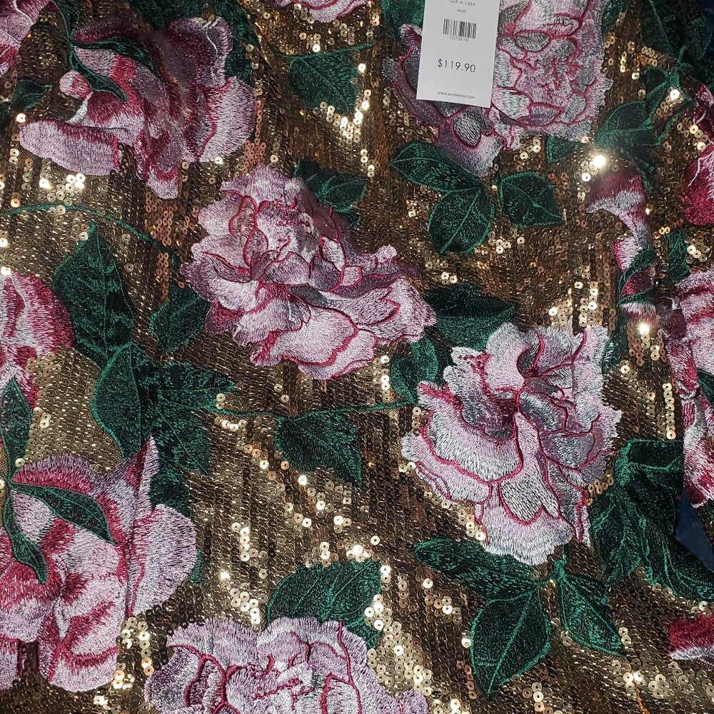 AKIRA FLORAL BABY SEQUIN MINI DRESS Size 2X